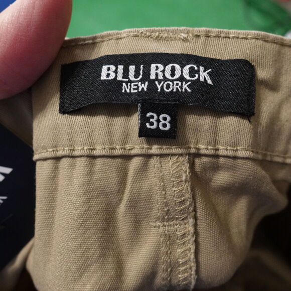 NWT BLU ROCK NEW YORK BEIGE TAN CARGO SHORTS W/ BELT MENS SIZE 38 NEW! - Picture 7 of 8